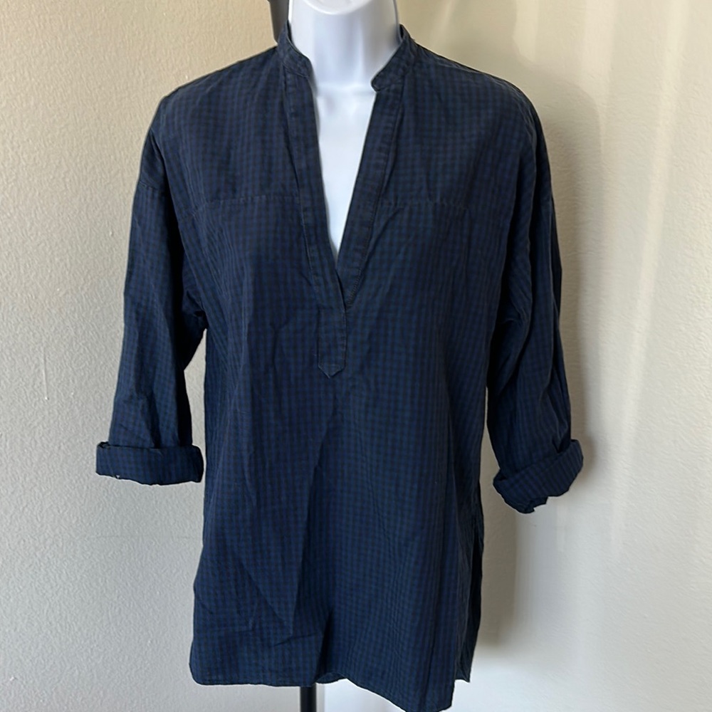 Rag & Bone Navy Blue Split-Neck Tunic Top